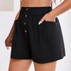 Damenmode Einfarbig Knopfdekoration Shorts Laufen Fitness Training Atmungsaktiv Locker Mode Lässig Sporthose