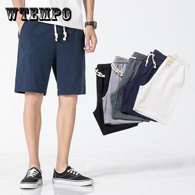 Herren Shorts Sommer Große Strandhose Einfarbige Freizeitshorts Herren Sporthose aus Baumwolle und Leinen