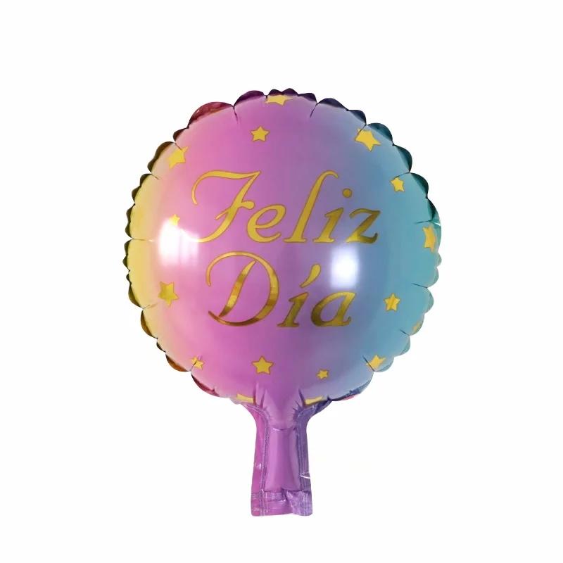 10Pcs Feliz Cumpleaños Día AIr Globos 10inch Colorful Mini Spanish Happy Birthday Foil Balloons Home Party Decorations Kids Gift