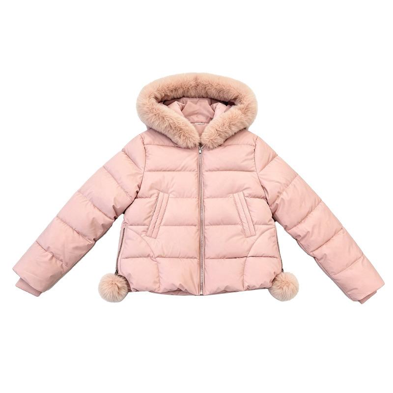 New big fur collar hooded down cotton-padded clothes for women's short waist cotton-padded clothes and cotton-padded jackets.