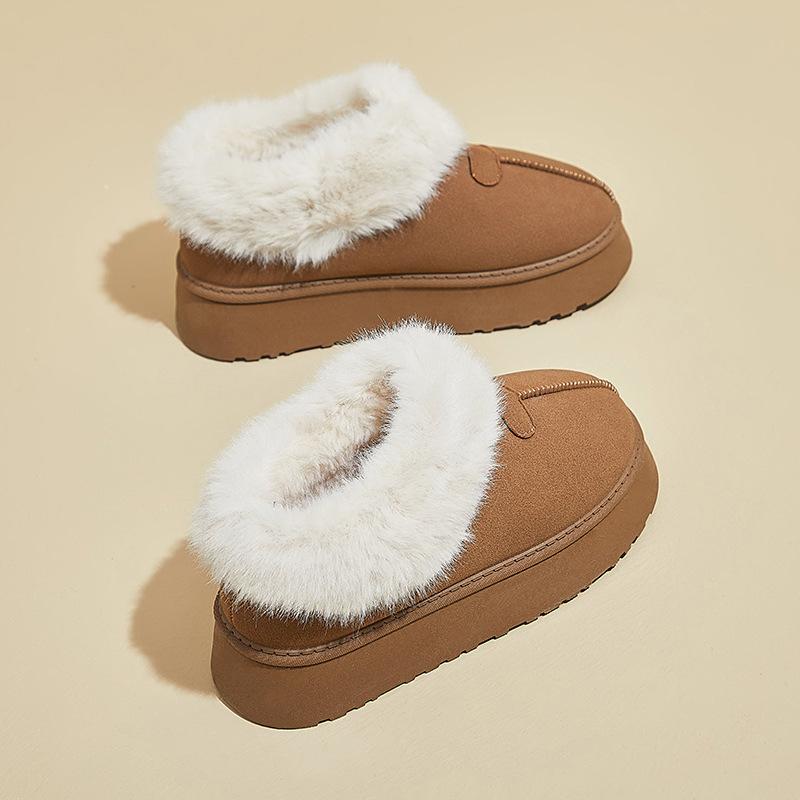 Low-top Fluffy Snow Boots Women's Winter 2025 New Thick-soled Non-slip Bread Shoes Piled and Thickened Warm Cotton Shoes