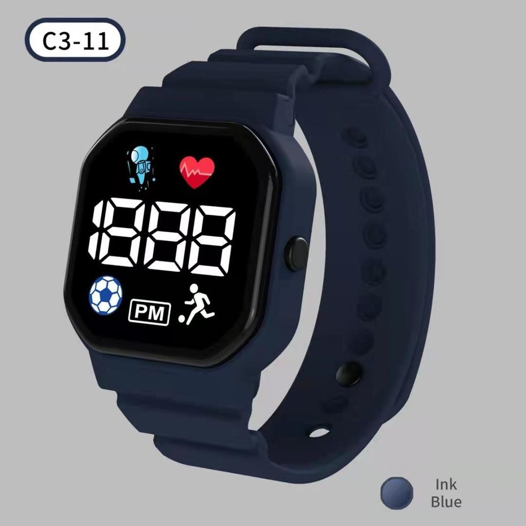 Electronic Watch Hollow Week Digital Sports Student LED Electronic Watch Couple Hollow Color Screen Watch Week Square Electronic Watch