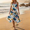 Sleeveless Floral Print Midi Dress for Women Asymmetrical Hem Casual Summer Sundress Lightweight Fabric Flowing Fit