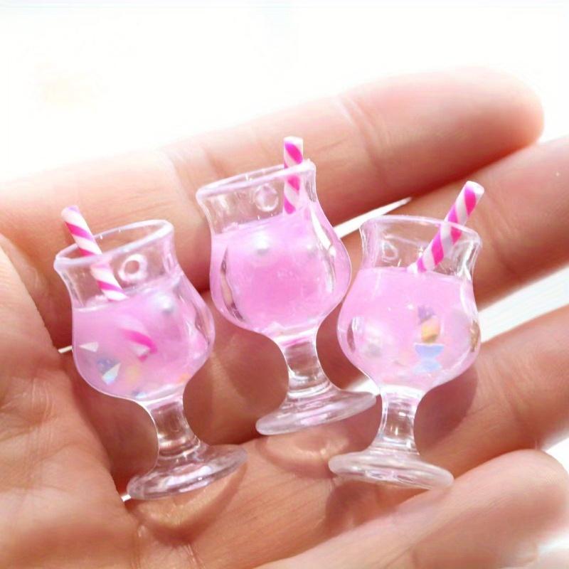 3pcs Miniature Resin Straw Goblet for Dollhouse Drink Accessories - Colorful, Durable ABS Material, Perfect for Tiny Scenes and