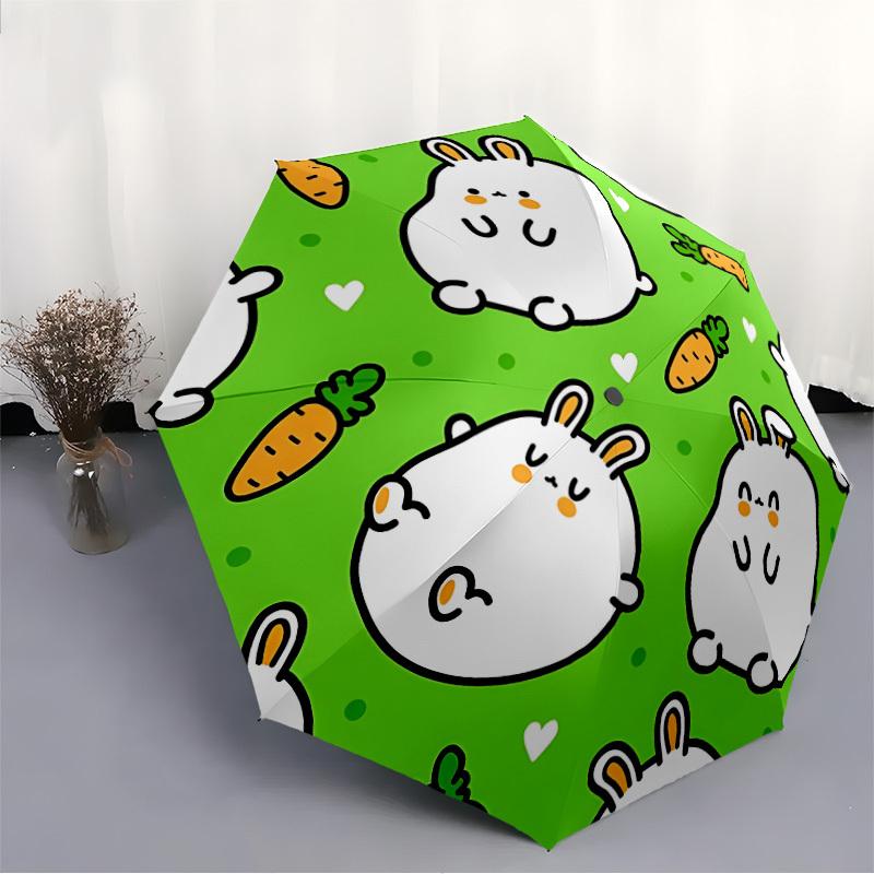 1pc Bunny Carrot Open/Close Folding Umbrella, All- Portable Umbrella for & Men, Stylish Accessory (Holiday Gift) 8-Rib Yy251213186