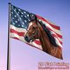 2D Flat, 2D Flat Surface, 1pc, 2D Flat Printed Abstract Flag, Vintage American and Horse Design, No Electricity Required, Suitable for Outdoor Courtya