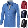 Herren Farbblock Streifen Slim Fit Langarm Button Down Kragen Hemd Top