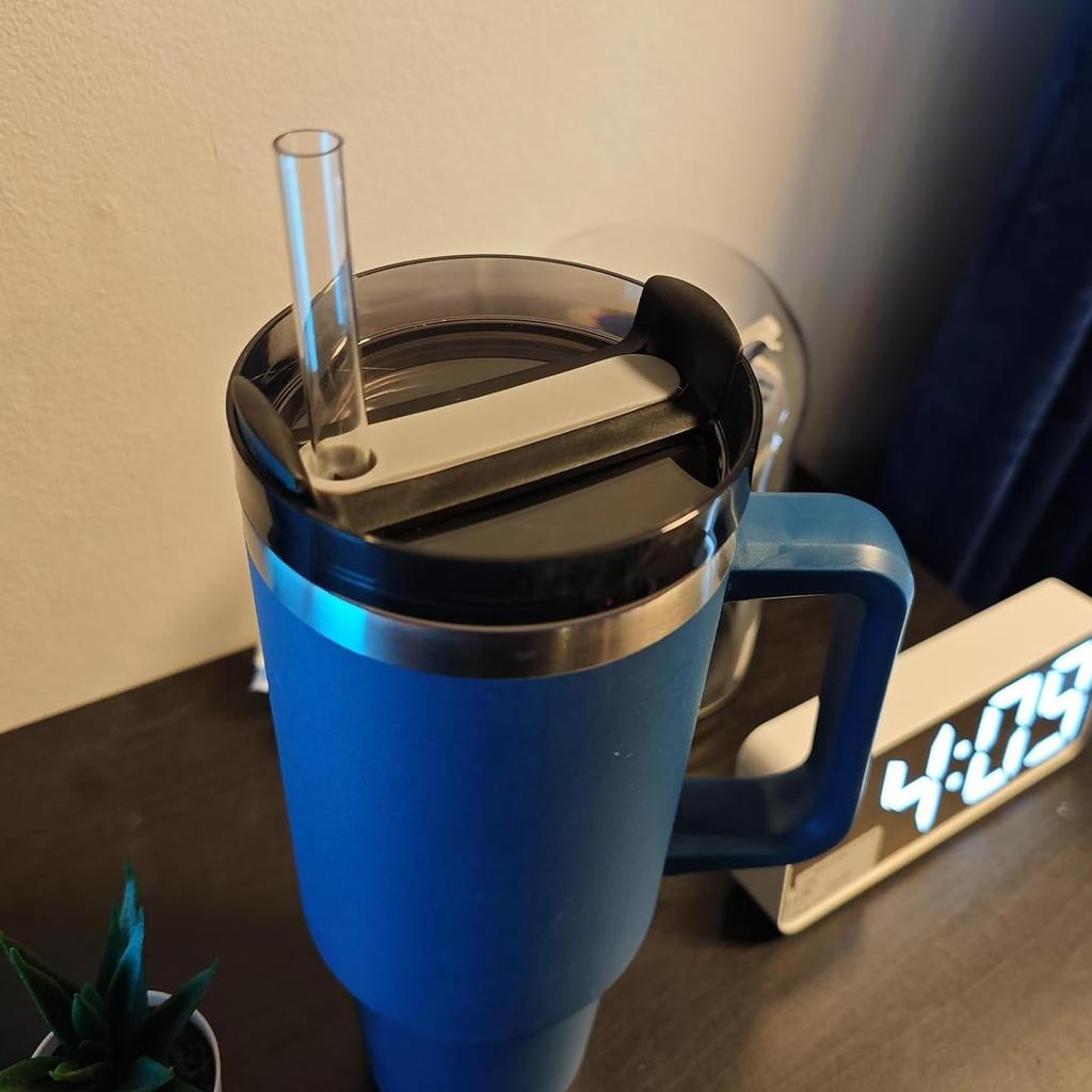 30oz/40oz Tumbler Lid Replacement Fit for Stanley Cup, 2 Pack Replacement Tumbler Lids , with 2 Straws and 1 Cleaning Brush