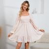 Women Casual Long Sleeve Summer Dresses Spring Patchwork Boho Floral Cocktail Party Dress