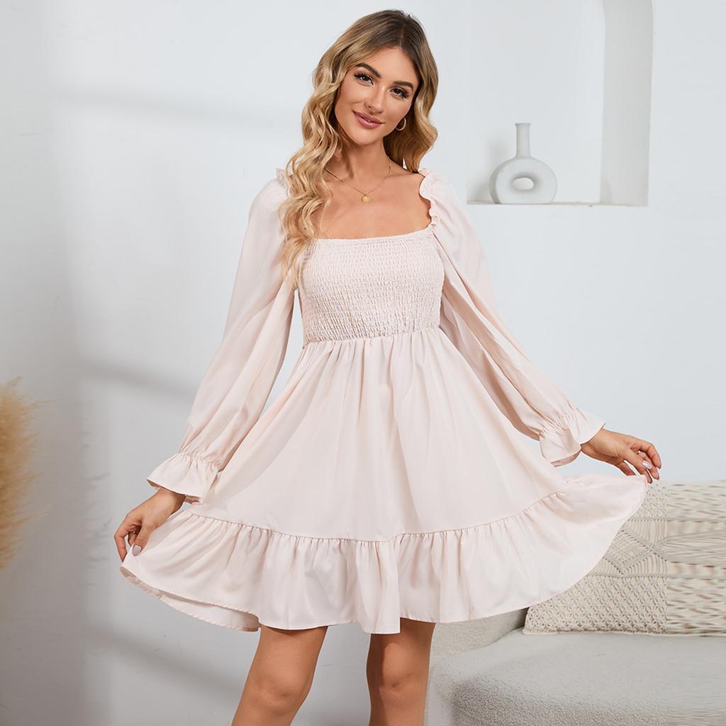 Women Casual Long Sleeve Summer Dresses Spring Patchwork Boho Floral Cocktail Party Dress