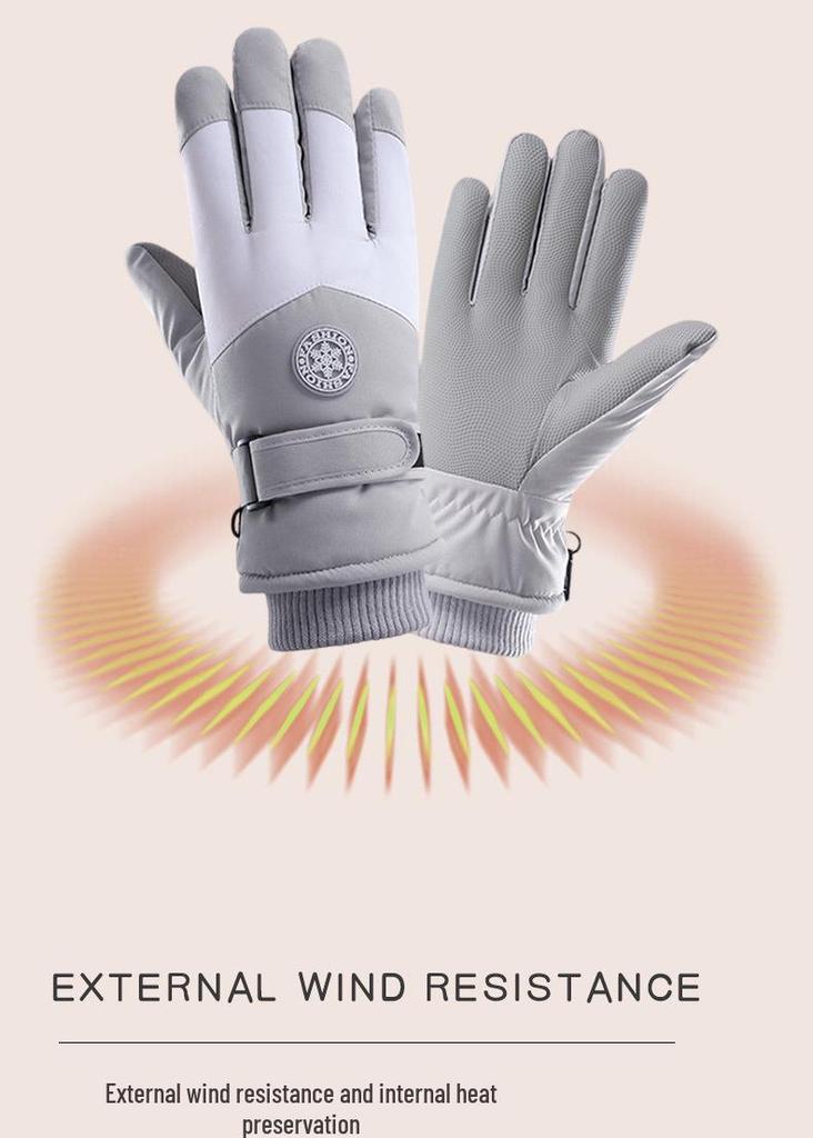 Thickened Windproof Waterproof Non-Slip Ski & Motorcycle Gloves with Velvet Warmth
