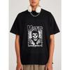 White T Shirt with Misfits Skull and Bones Graphic Print for Casual Wear