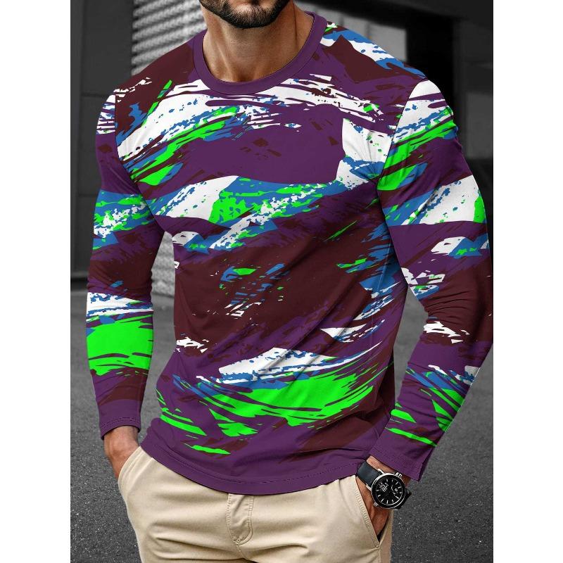 Herbst und Winter Herren 3D-Druck Rundhals Langarm T-Shirt