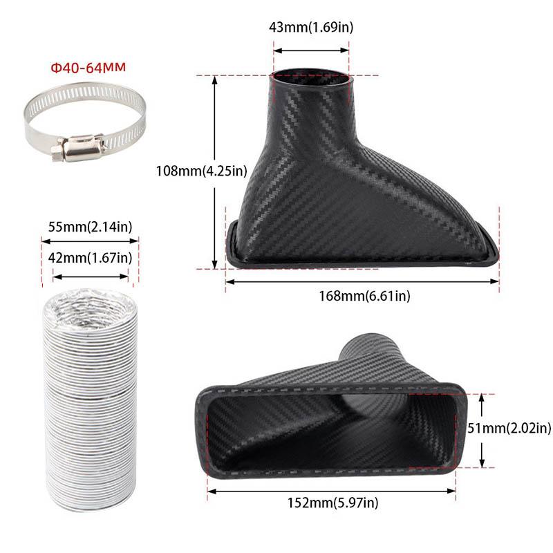 1 Set Universal Car Front Bumper Admission Air Turbo Air Intake Pipe Kit ABS Turbine Inlet Kit Pipe Air Funnel