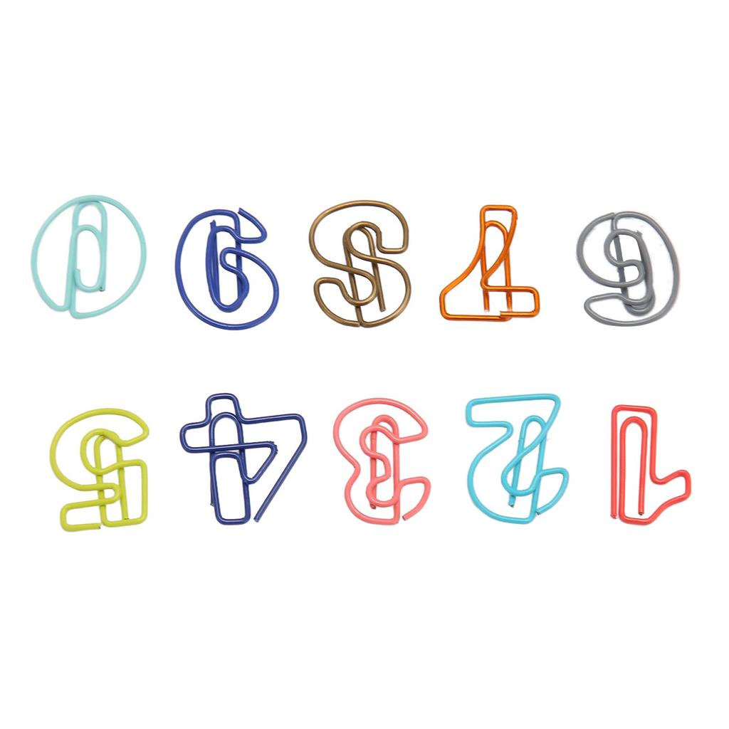 100Pcs Cute Paper Clips Numbers Style Rich Colors Anti Slip Strong Clamping Fancy Paperclips for Wor