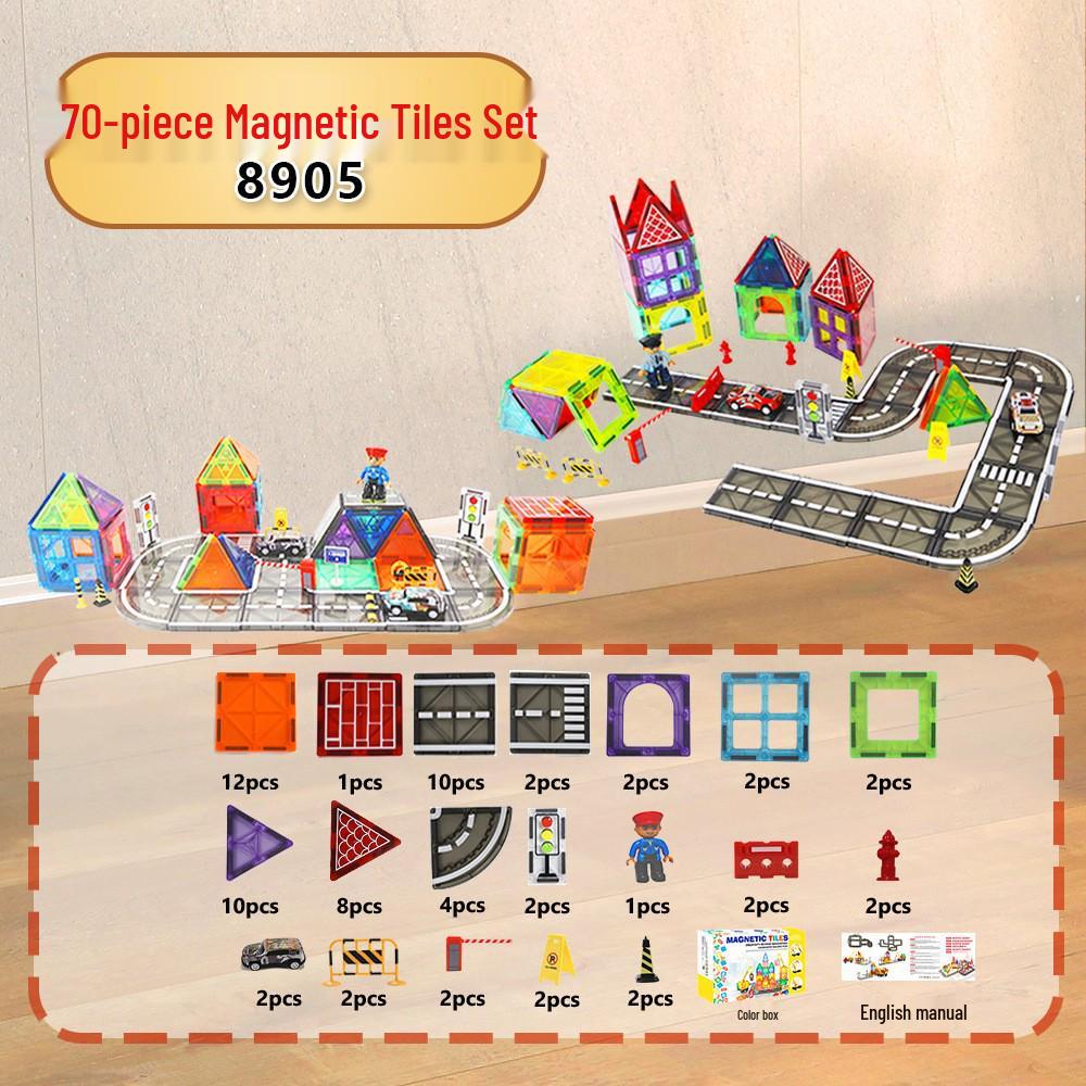 2025 Stained Glass Magnetic Tile Track & Ball Slide Building Set for Kids