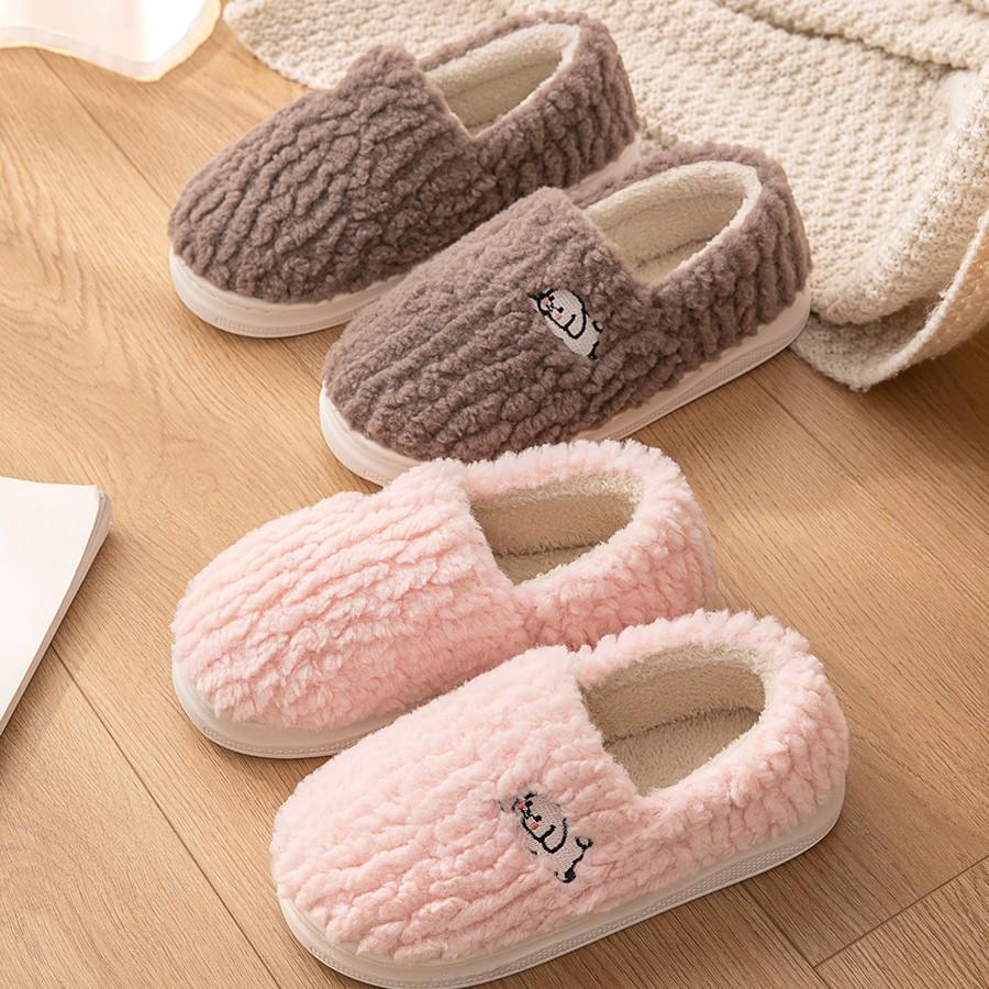 Men's and Women's Winter Cotton Slippers, Fully Enclosed Heel, Thick Sole, Indoor/Outdoor Use, Flat Bottom, Couple's Style