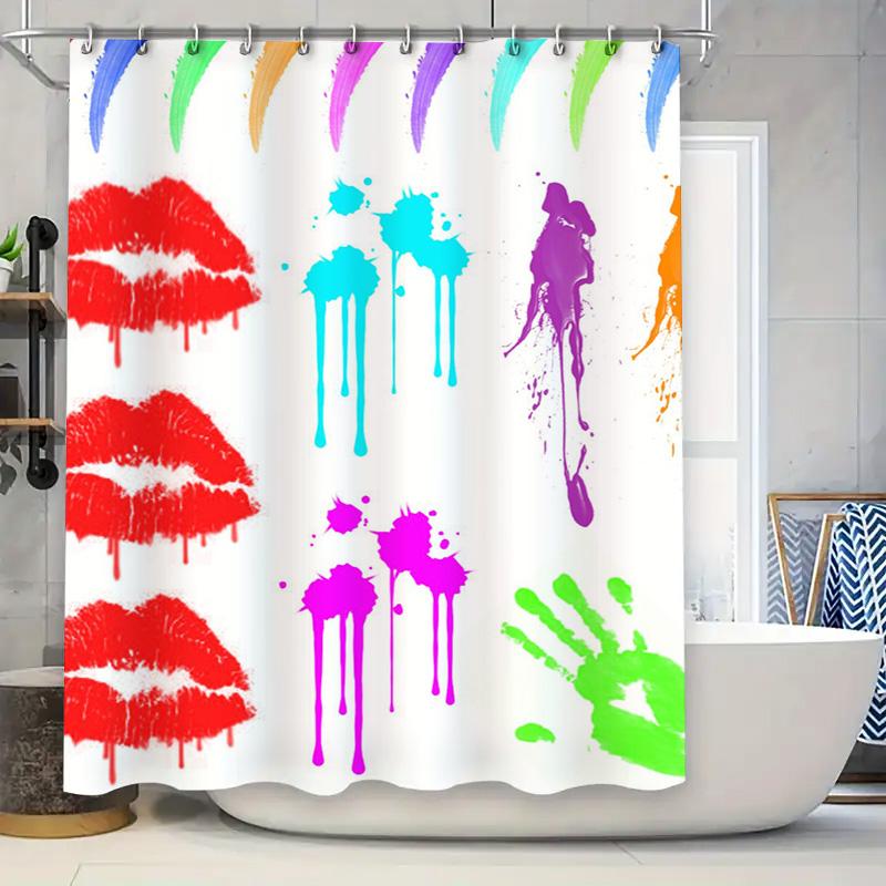 

Colorful Splash Pattern Waterproof Shower Curtain With Lipstick Markings For Bathroom Decor Various Sizes Available W60H190(CM)-1 Pcs