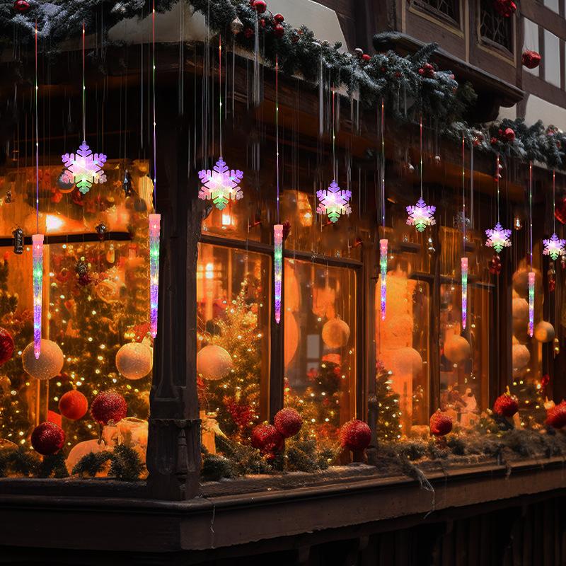 Christmas Fairy Curtain Lights 9.8ft Snowflake Ice Pick Light USB Remote Indoor Decorations Twinkle Lamp for Bedroom Xmas Window