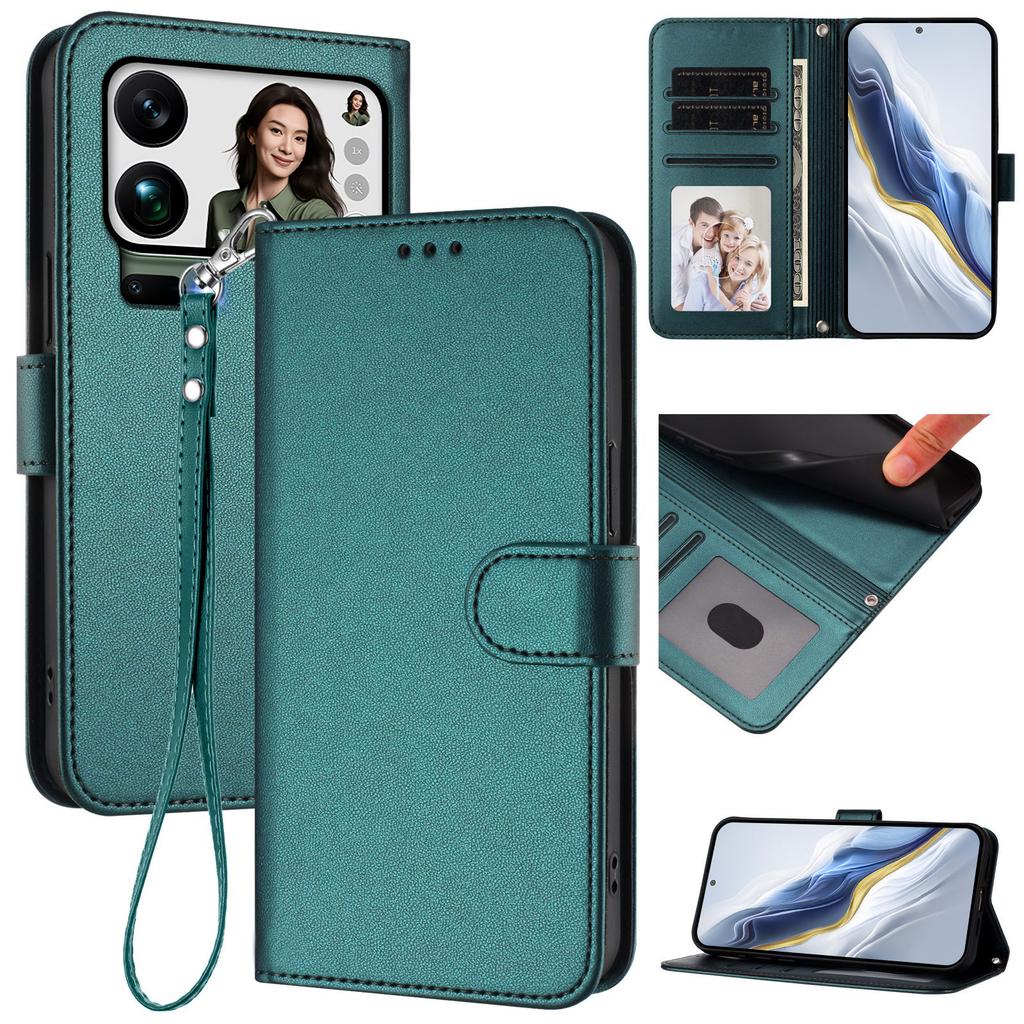 For Xiaomi 17 Pro Max Leather Case Wallet Stand Phone Cover with Wrist Strap