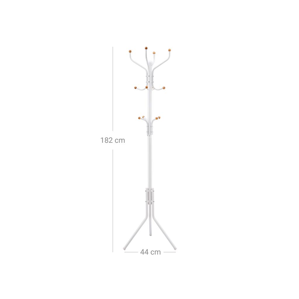 SONGMICS Metal Coat Rack, Clothes Stand, Hat Handbag Hanger, 182 cm Tall Hall Tree, RCR19W , creamy white/ Ivory