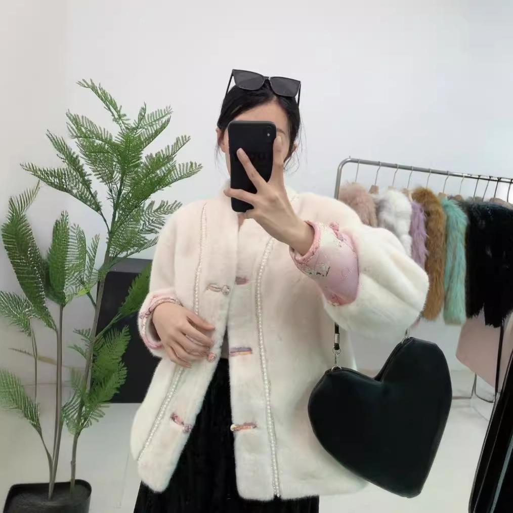 New Chinese Style Fur Coat Mink Velvet Short Top New Chinese Style Women's Imitation Mink Fur