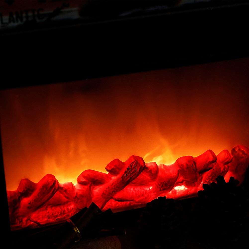 Small Cozy Fireplace Lantern Traditional Realistic Log Firewood Flame Effect Light LED Charcoal Style Table Lamp for Indoor and Outdoor Use