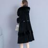 Kaschmirmantel Damen Winter Fuchspelz Kapuze Nerzmantel Mode Temperament Taille Mittlere Länge Wintermäntel und JackenFemme