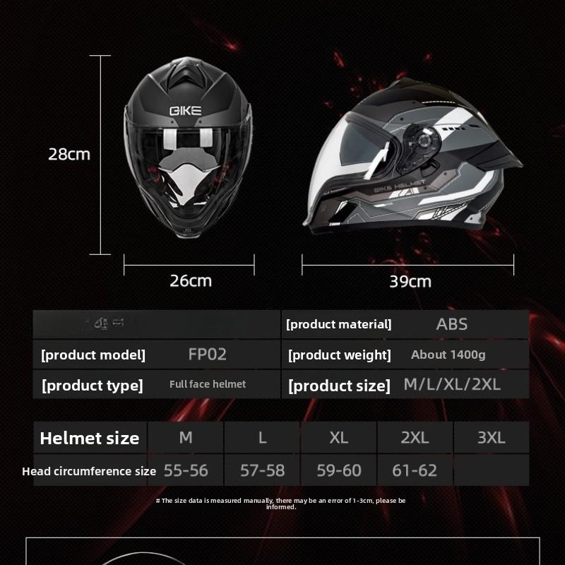 Qike Locomotive Helmet Men and Women Double Lenses Big Tail 3C Motorcycle Riding Winter Cool Personalized Safety Full Helmet