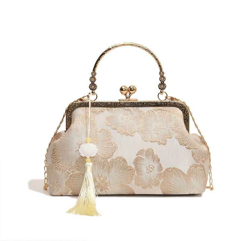 Umhängetasche im chinesischen Stil mit Stickerei Elegante Handtasche Retro Kleine quadratische Tasche Hochzeitsparty Luxus Designer Damen Abendclutch