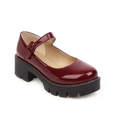 British Patent Leather Small Leather Shoes College Style Candy Shoes Thick Heel Medium Heel Single Shoes Buckle Student Shoes Lolita Women's Shoes