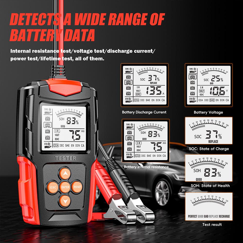 12V 24V Car Battery Analyzer Diagnostic Tools CCA Internal Resistance Tester Charging Scanner Digital Battery Tester Capacity