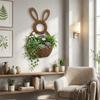Hand Woven Bunny Flower Basket Handmade Bunny Basket Wreath Easter Bunny Basket  Wall Decoration