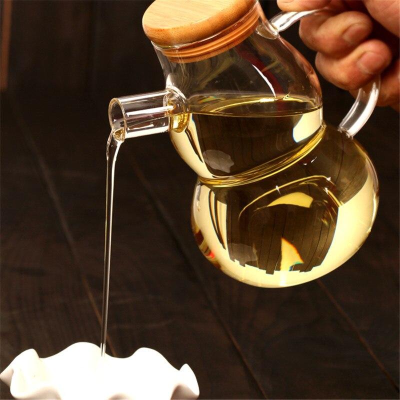 Gourd Shape Glass Leak-proof Oil Dispenser Kitchen Tool Cruet Storage Bottle Vinegar Pot Sauce Container