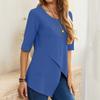 Womens Top Irregular Round Neck Shirt Half Sleeve Blouse Plus Size Color