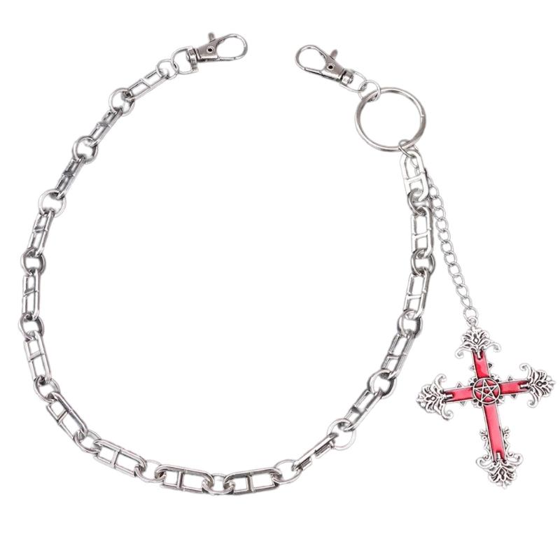 

Регулируемая цепочка-подвеска с крестами, геометрическая длинная металлическая цепочка с крестами, цепочка для брюк для музыкальных фестивалей и повседневных нарядов