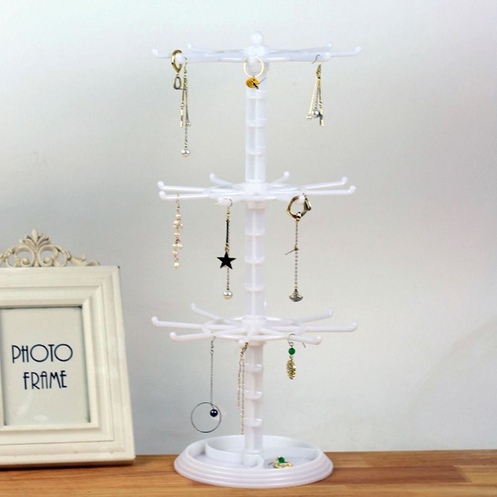 Mehrschichtiger Schlüsselanhänger-Aufhänger Drehendes Design Verstellbare Etagen Ausstellungsständer Spinner-Display 2-Etagen-Design Schmuckständer