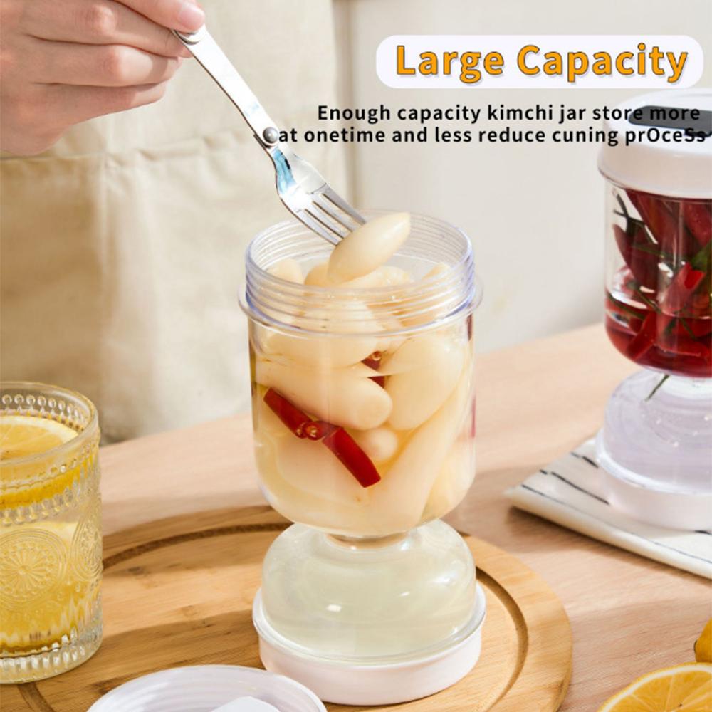 

800ml Pickle Jar, Multi-functional Kitchen Storage Contain with Strain Lid and Foldable Fork, for Pickles Olives Gh kin Jalapeno and Fruits