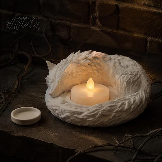 Wolf Candle Holder Shaped Candlestick Holder Matte 3D Print Stand Rustic Tea Light Stand Animal Tealight Candles Ornament for Home Fireplace