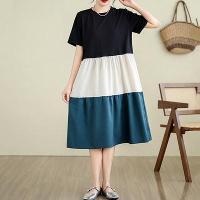 Abito midi estivo casual ampio taglie forti manica corta vintage nuovo per donna