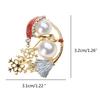 Elegant Christmas Snowman Brooch Stylish Pearls Breastpin Enamel Metal Lapel Pins for Women Festive Holiday Gift for Her