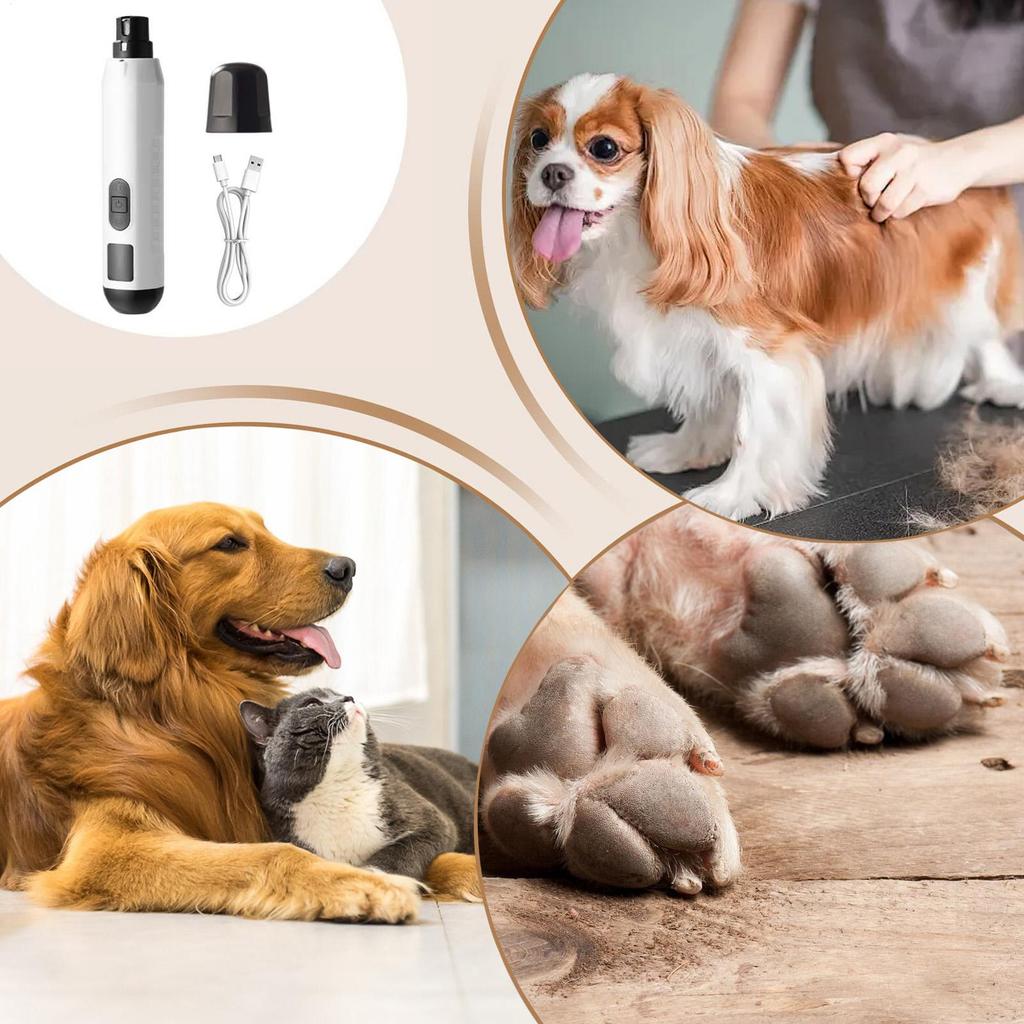 Dog Nail Grinder Quiet Kitten Paws Trimmers USB Rechargeable Quiet 5-Speed Grinder Electric Paw Care Tool For Pets Dog Cat