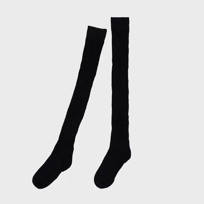 Classic Ribbed Knee Socks (Black)