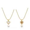 French Retro Double-Sided Heart Pendant Necklace with Natural Shell