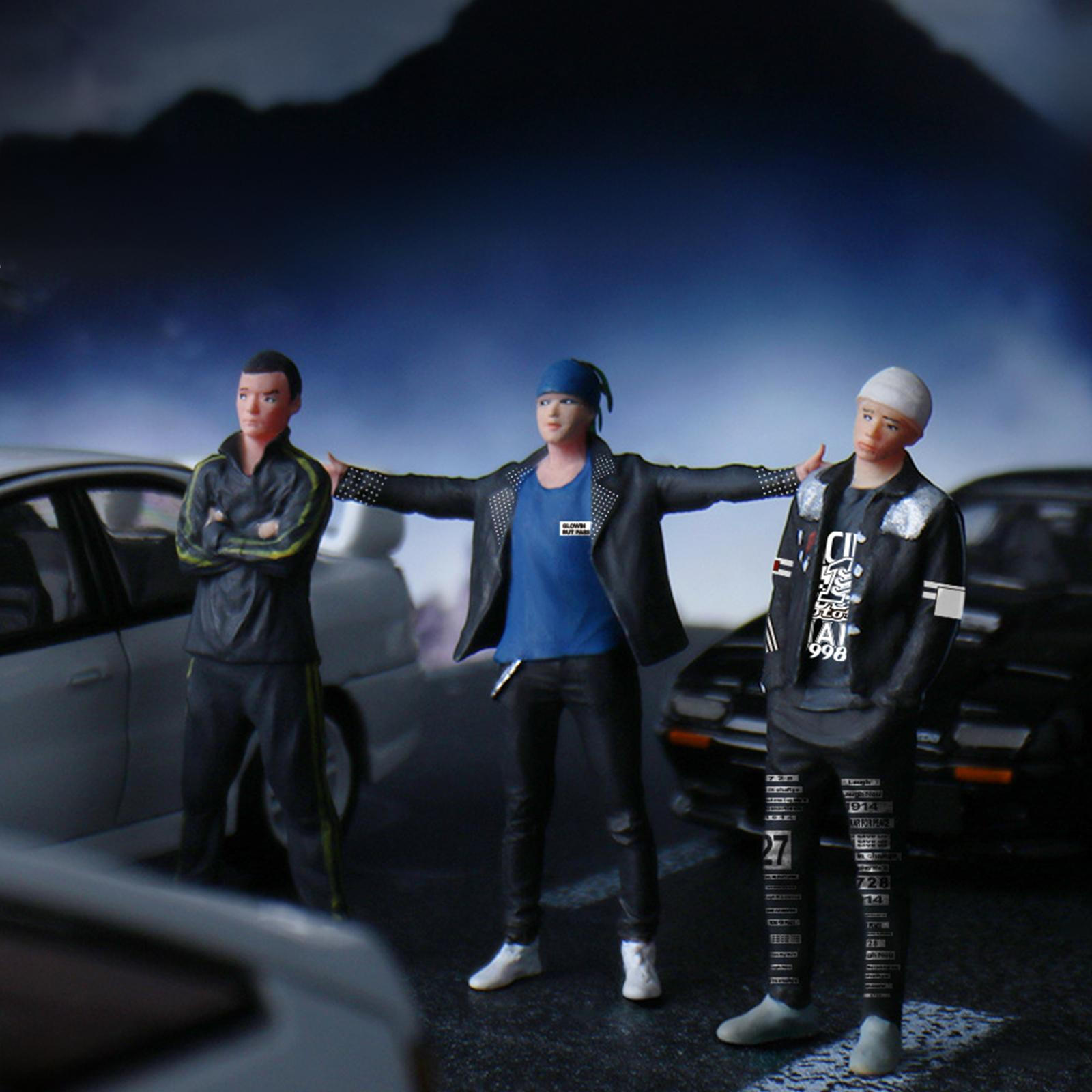 

3Pcs 1/64 Scale Figures People Figurines Collectible Miniature Character for Photography