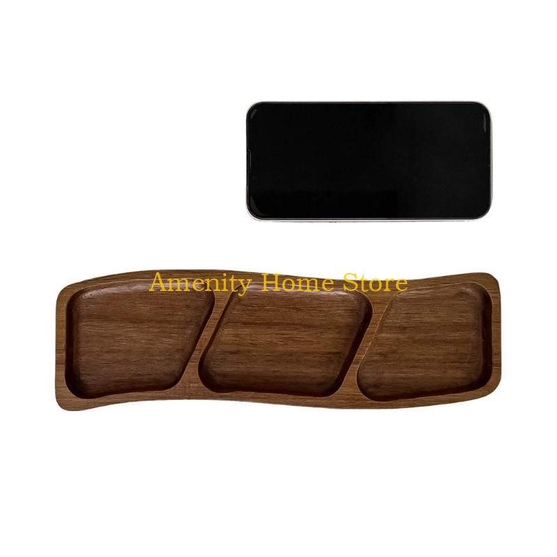 F26C Durable User Friendly Bamboos Snacks Tray For Home Camping And Outdoor Parties With Multiple Compartments