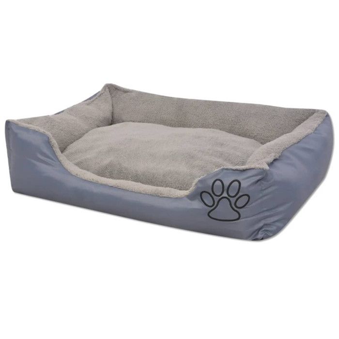 Lit pour chiens - vidaXL - Taille L - Gris - Rembourré - Antidérapant