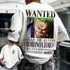 One Piece Vinsmoke Sanji Wanted Poster Graphic T-Shirt, Unisex Oversized Streetwear Casual Cotton Short Sleeve T-shirt