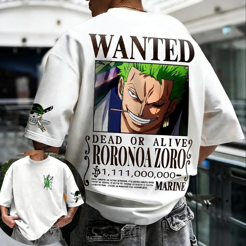 One Piece Vinsmoke Sanji Wanted Poster Graphic T-Shirt, Unisex Oversized Streetwear Casual Cotton Short Sleeve T-shirt