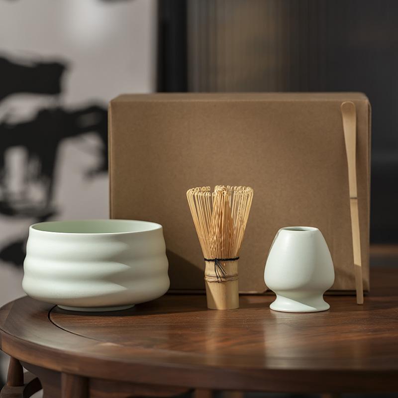 4Pcs/Set Japanese Matcha Tea Set Bamboo Matcha Whisk Scoop and Holder Matcha Bowl Tea Maker Tool Set Ceremony Accessories New